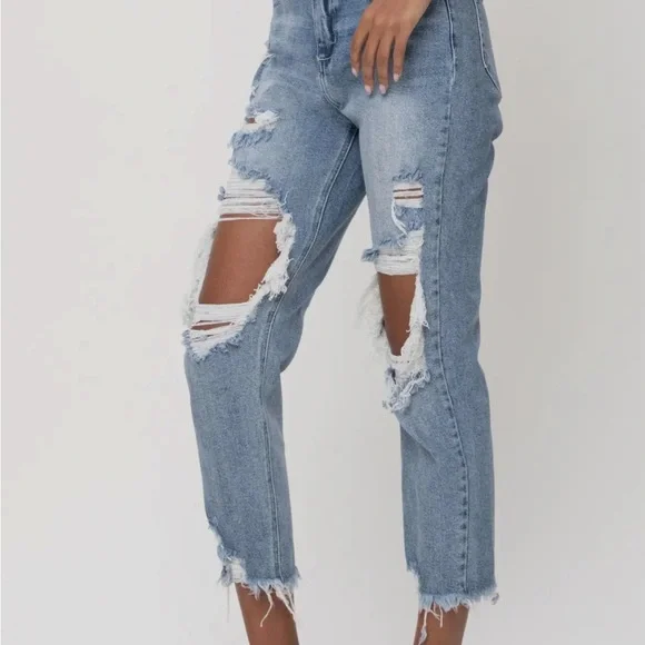 NWT CELLO high rise distress crop jeans sizes 3,5,7 and 13 - Picture 4 of 5